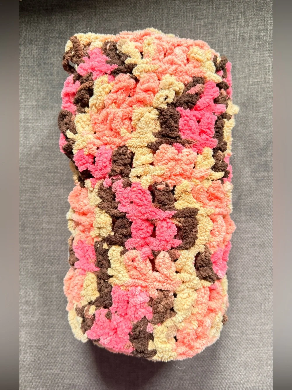 Handmade Multicolor Crochet Scarf - Pink, Peach & Brown New Super Soft Chic